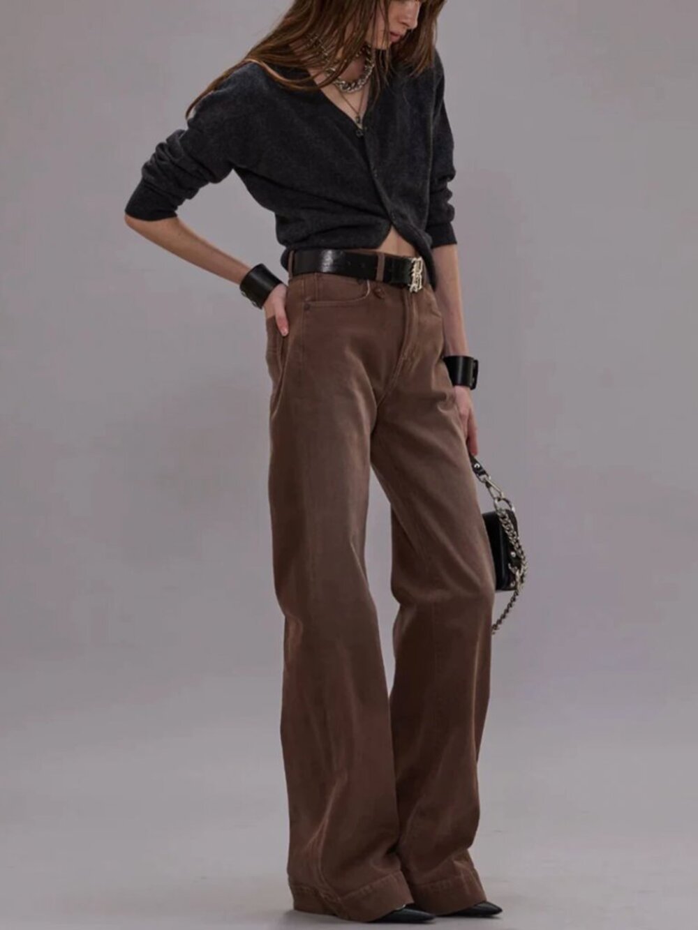 NWT R13 Charlotte Jean 24/25/26/27 Clean Umber Stretch Brown Cafe